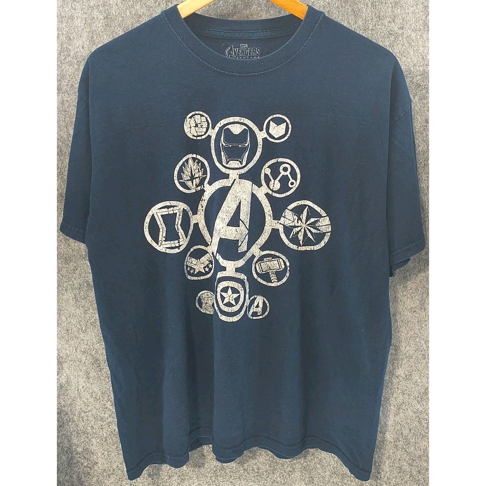 Marvel Avengers T-shirt Unisex Size L Navy Blue Graphic Print‎ Endgame